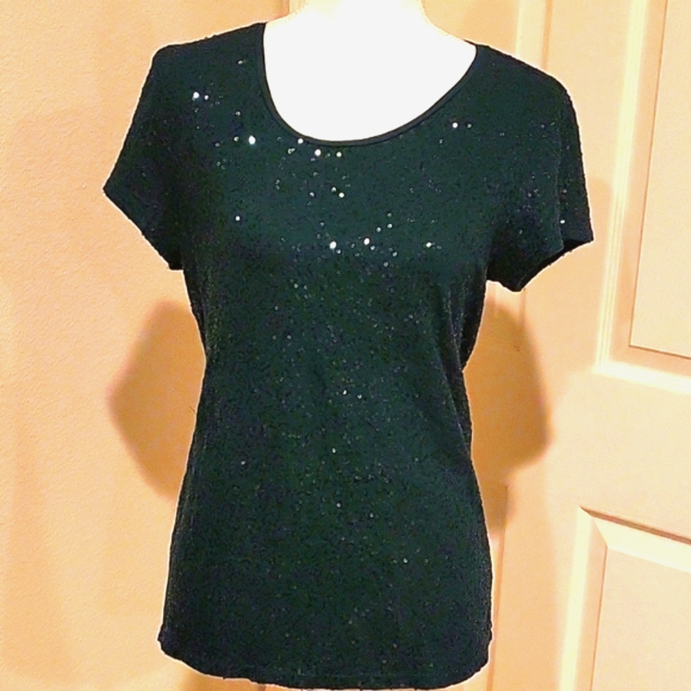 Charter Club Emerald Green Sequin T Shirt